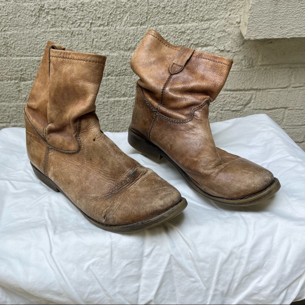 Vintage Brown Leather Ankle Boots